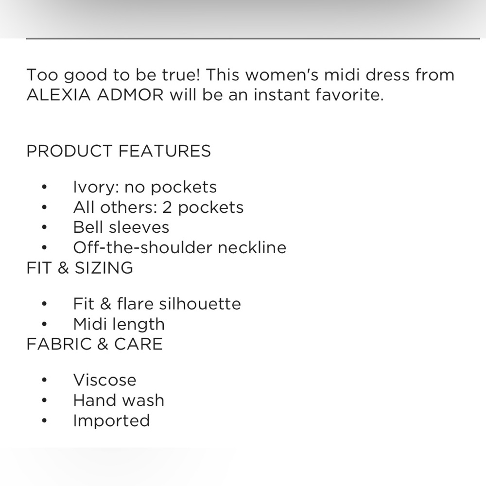 NWOT Alexia Admor Rey Off the Shoulder Midi Dress - Picture 5 of 5